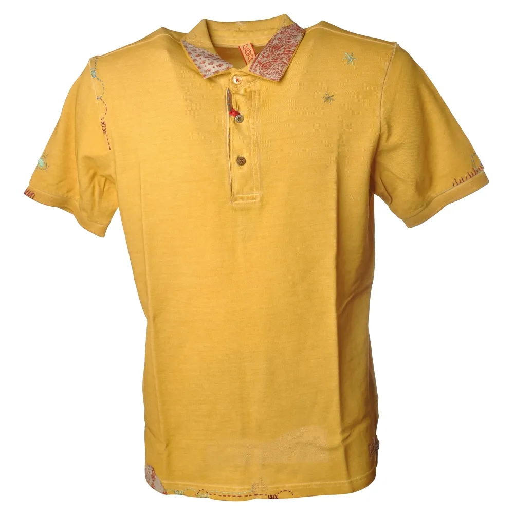 BoB Company - Polo Manica Corta Tre Bottoni - Giallo - T-Shirt - Made in Italy - Luxury Exclusive Collection